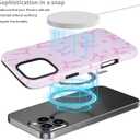 Fiyart Designed for iPhone 16 Pro Case Cute Trendy Aesthetic Bow Pattern Compatible with MagSafe Checkered for Women Girls Hard Phone Shockproof Cover 6.3",Pink Ribbon Bowknot