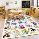 Kids Rugs for Playroom Educational Rug for Learn The ABC Alphabet, Soft Machine Washable Non-Slip Cute Carpet for Classroom Toddler Nursery Kids Room Decor Mat, One Size