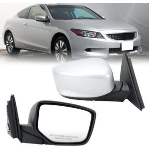Right Passenger Alabaster Silver Metallic Side Mirror Compatible with Honda Accord 2008 2009 2010 2011 2012 Power Glass Heated Manual Folding Door Mirrors 5 Pins