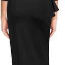 MISSMAY Women's Vintage Floral Lace Ruffle Half Sleeve Evening Party Formal Long Dress (Medium, Black)