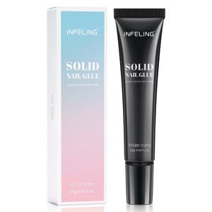 2 x INFELING Solid Gel Nail Gl ue - Nail G lue Gel for Nail Tip Press on Nails, Long Glue Lasting 28+ Days (Curing Needed), Super Strong Nail Glue for Nail Extension