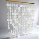 DHHOUSE 24x28 Inch Large Capiz Shell Wall Hanging, Handmade Sea Shell Wall Art with Stainless Steel Rail for Home Decor