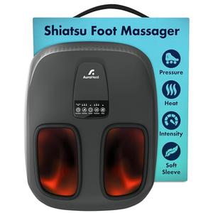Shiatsu Foot Massager with Heat & Deep Kneading - Relieves Plantar Fasciitis, Neuropathy & Foot Fatigue - Features Adjustable Heat & 3 Compression Setting - Fits Up to Men’s Size 14 - HSA/FSA Eligible