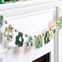 Leinuosen St Patrick's Day Banner Decorations 8.2ft Wooden Shamrock Garland Saint Patricks Day Wood Bead Rainbow Garland Irish Clover Banner for Home Party Mantle Wall Fireplace