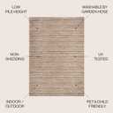 JONATHAN Y Pinstripe Indoor Outdoor Square Area Rug 6X6 Brown/Natural, Finn Modern Farmhouse for Backyard, Patio, Porch, Easy-Cleaning, High Traffic, Pet-Friendly, Non-Shedding (TSN102B-6SQ)