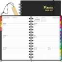 Daily Planner 2025-2026, 18 Month Planner with Tabs, July 2025 - December 2026 Weekly and Monthly Academic Year Calendar Spiral Time Management, 100GSM Thick Paper, Twin-Wire Binding, A5 Size, Black