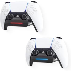 PS5 Controller Wall Mount Charger Dock,Charging Station Holder fits for Midnight Black PS5 Pro Wireless Controller with LED Indicators Fast Charging Speed Cable, 2 Pack