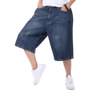 Kinghua Baggy Jean Shorts for Men Casual Loose Fit Hip Hop Skateboard Denim Shorts (34, Dark Blue 102-1)