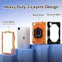 YOUULAR Tablet Case for Apple iPad Pro 11(2018/2020/2021/2022)/iPad air 4 10.9(2020)/iPad air 5 10.9(2022) Generation, Shockproof Protective Cover with Kickstand, Handle, Shoulder Strap Black Orange