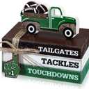 5 Pcs Football Decoration Football Tiered Tray Decor Mini Faux Ball Wooden Book Stack Set Sport Party Decorations Decorative Book Sign for Home Locker Room Table Shelf Desk
