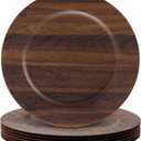 Mifoci 6 Pcs Faux Wood Charger Plates 13 Inch Round Rustic,Dark Brown, about 13 x 13 inches/ 33 x 33 cm