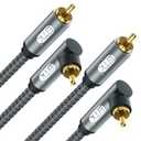 EMK 90 Degree RCA Cable, Male to Male Subwoofer Cable Right Angle Digital Coaxial Cable Dual Shielded RCA Audio Cable with Gold Plated Connectors,Pack of 2 (10 Ft/3M, 2PCS 90° RCA Cable, Grey)