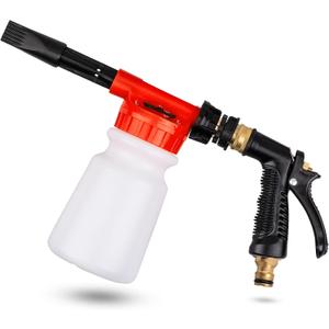 Car Wash Foam Gun, Car Wash Sprayer with Adjustable Foam Dial Foam Nozzle, Foam Cannon Attachs to Any Garden Hose, Durable 5/8" and 3/4" Brass Joint Soap Gun for Home Garden Use