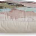 Signature Design by Ashley Lauretwood Contemporary Machine Washable Astract Watercolor Design Accent Pillow with Zipper Closure, Pink & Green, Square