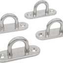 Stainless Steel Ceiling Hooks & Wall Hangers - Heavy Duty M6 Screw Mount, Rust-Proof Anchor Straps for Garage, Outdoor, Storage (4-Pack)