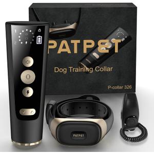 PATPET Shock Collar Dog Training Collar with Remote - 2000FT Range Include Rechargeable & IP67 Waterproof E Collar, Beep Vibration Shock Collar for Large Medium Dogs(15-140 lbs)