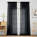 Halloween Black Sheer Curtains for Window 96 Inches Long 2 Panels Set, Soft Airy Light Filtering Voile Sheer Curtains for Living Room Bedroom, Dual Rod Pocket Window Drapes, 2x42Wx96L Inches