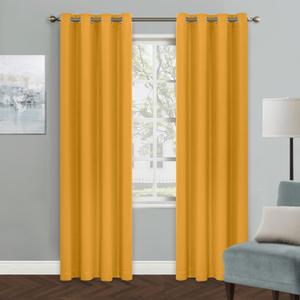MYSKY HOME Yellow Blackout Curtains for Living Room Bedroom Curtains 84 Inches Long Grommet Room Darkening Window Curtains Thermal Insulated Single Panel Curtains 52 x 84 Inch, Mustard Yellow