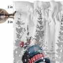 Winter Snowman Valances for Windows 42" W x 12" L Striped Hat Christmas Pine Tree Grey Snow Scene Rod Pocket Curtains Valance Short Window Treatment Drapes for Living Room, Bedroom Bathroom Decor