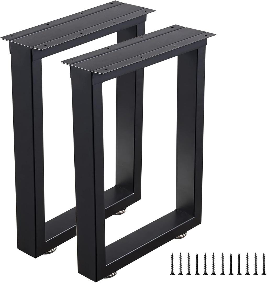Bench Legs 16 Inch Metal Coffee Table Legs Heavy Duty Furniture Desk Chair Legs, Set of 2, Black (16" Rectangle-Shaped)