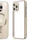 Premium Clear Case Compatible with iPhone 15 Pro Max Magnetic, Clear MagSafe, Case Compatible with iPhone 15 Shockproof, Slim Anti-Yellow TPU, Crystal Transparent, Camera Protection (Gold)