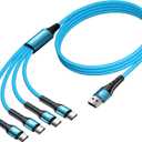 SIQIWO Multi USB C Cable Fast Charging, [4FT/2 Pack] QC 3.0(3A) USB C Splitter Cable, 4 in 1 Charger Cord with 4 Type C Ports, for iPhone 17/16/15 Series, iPad Air/Pro, Samsung Galaxy S25, Pixel, PS5 (Blue)