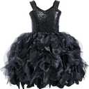 Black Tutu Dress for Toddler Girls Birthday Party Sparkly Sequin Tulle Fairy Princess Dress for Baby Girls Prom Sneaker Ball Gown Graduation Christmas Outfit 4T