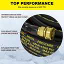 POHIR Pressure Washer Hose 50 ft with 3/8 Inch Quick Connect, Kink Resistant High Tensile Wire Braided,with 2 pcs M22 14mm Adapter Set, 4200 PSI Power Washer Hose