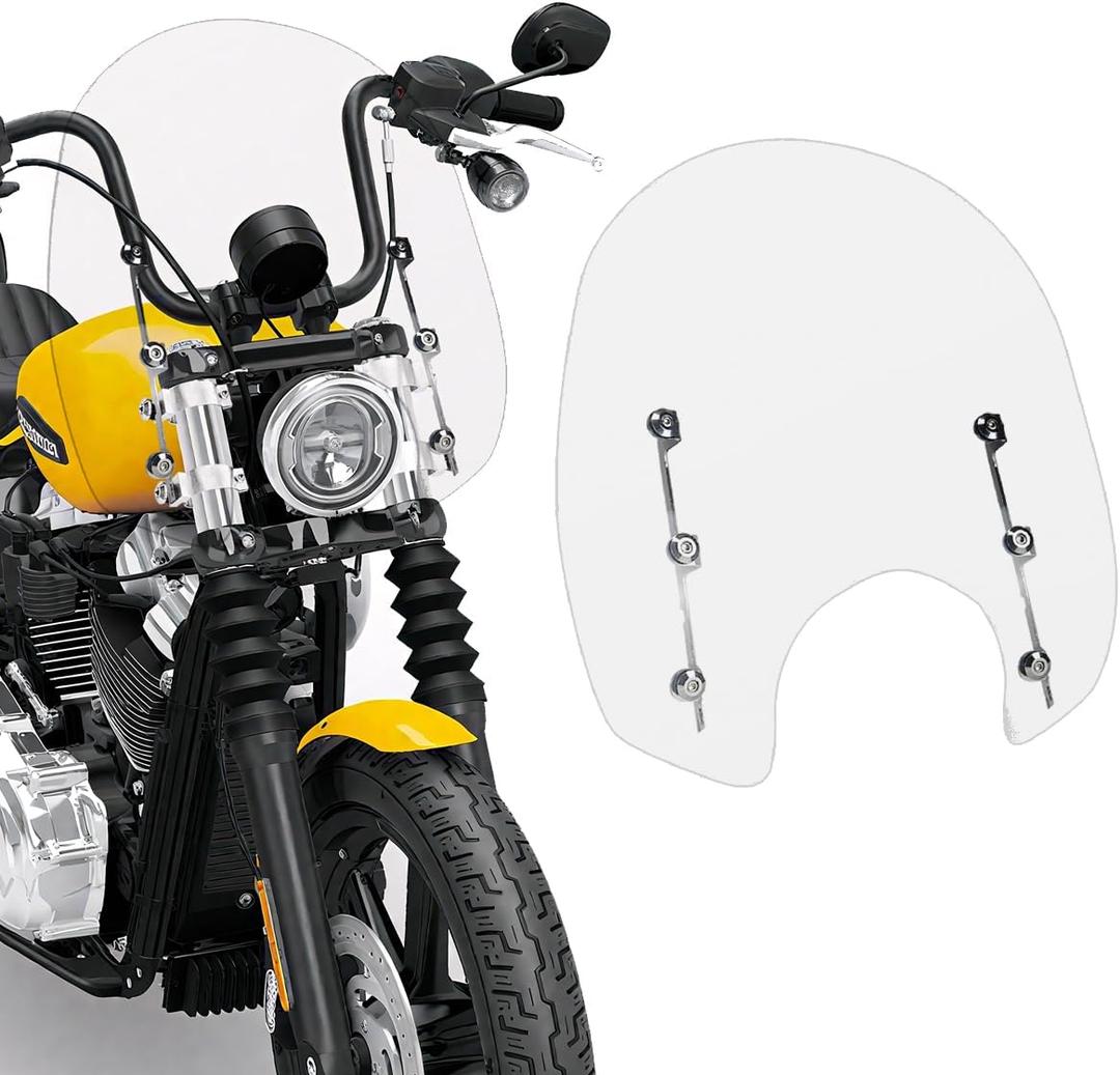 Motorcycle Windshield Motorcycle Windscreen Fit for Harley Softail Street Bob FXBB FXBBS Standard FXST Low Rider FXLR Rocker FXCW Dyna Super Glide FXD(Clear)