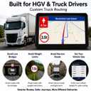Truck GPS Navigation 9" for Truck & RV Drivers – Custom Routing by Size & Weight, Free Lifetime Map Updates, Voice Directions, Speed Alerts, Lane Assist, Offline GPS System