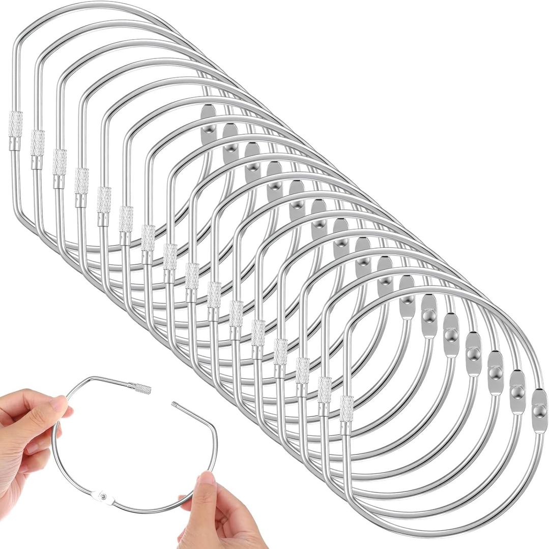 16 Pcs 4 Inch Loose Leaf Binder Rings, D-Shape Book Rings Large Key Ring Hoop Steel Book Keychain Washi Tape Storage Ring for Home Office Index Cards DIY Crafts School Home