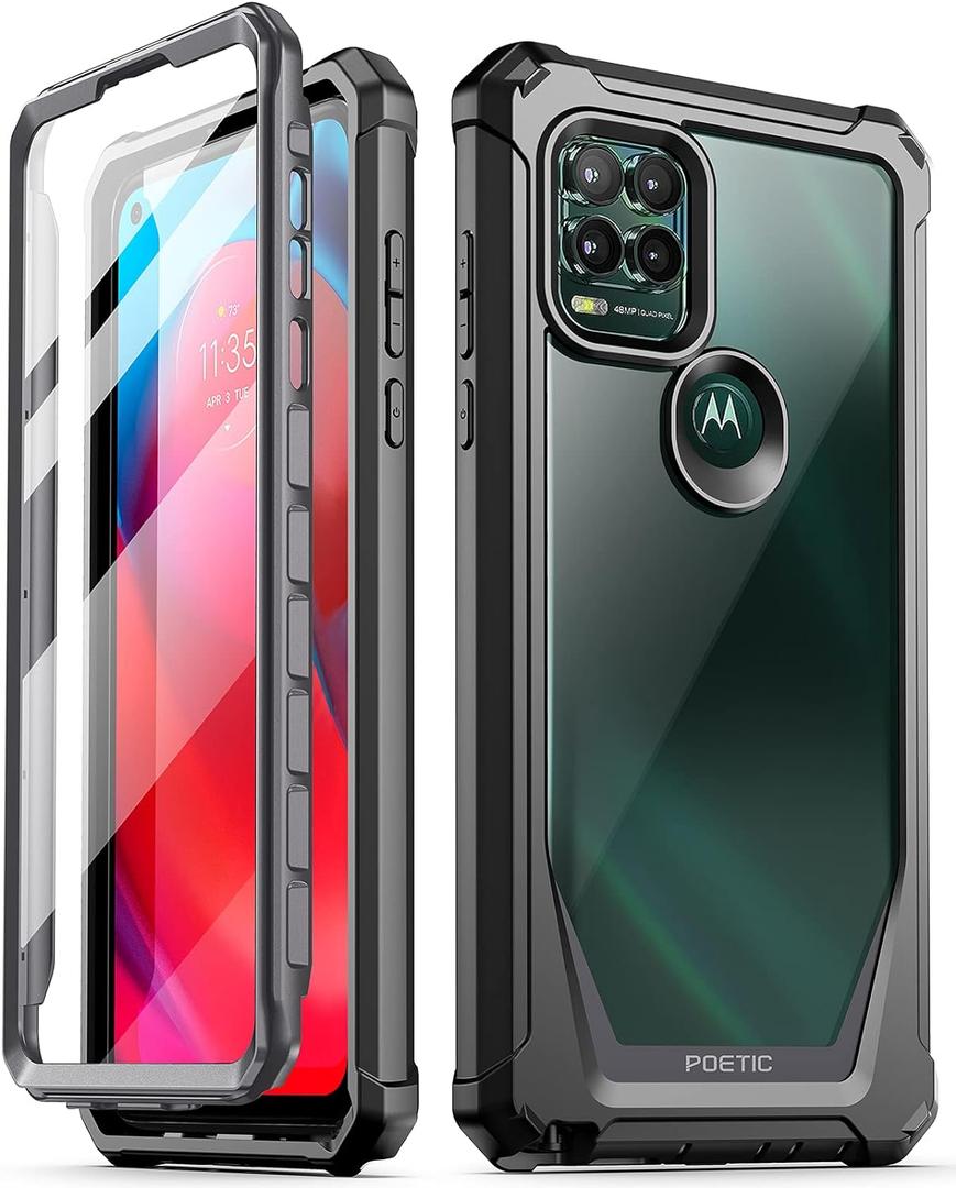 Poetic Guardian Series Case Designed for Moto G Stylus 5G (2021), Model # XT2131,Full-Body Hybrid Shockproof Bumper Cover with Built-in Screen Protector, Black
