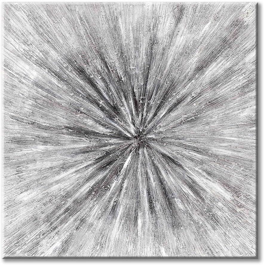 UTOP-art Abstract Painting Canvas Wall Art: Gray Artwork Hand Painted Picture for Office (24'' x 24'' x 1 Panel)
