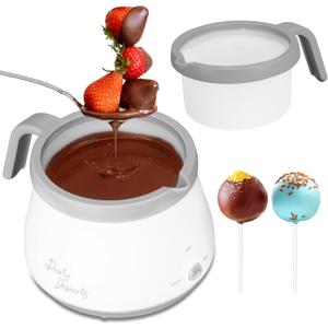 Candy and Chocolate Melting Pot, Mini Electric Fondue Pot, Melts Candy Chocolate in a Couple of Minutes, Ideal for Cake Pops Cookies Cakes, 1 Cups, Single Pot, Gray