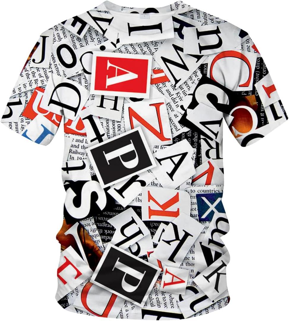 Novelty Men's Letters Printed T-Shirt Funny Graffiti Graphic Tee Shirt (X-Large, Red) Novelty Men's Letters Printed T-Shirt Funny Graffiti Graphic Tee Shirt (X-Large, Red)