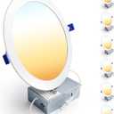Ensenior 6 Pack 8 Inch LED Recessed Light, Dimmable, 2700K-5000K 5CCT, 1600LM High Brightness, 18W 120V, Damp Rated, Ultra-Thin Canless Wafer Light - ETL & FCC & IC (5000k/4000k/3500k/3000k/2700k - 5cct White)