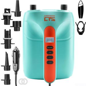 Swonder 20PSI High Pressure Digital Electric Air Pump for Stand Up Paddle Board | Kayak | Tent, SUP Inflator with Intelligent Dual Stage & Auto-Off, Two Colors (Cyan/Tangerine)