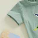 Toddler Baby Boy Hunting Clothes Mallard Duck Embroidery Short Sleeve T-Shirt Camouflage Shorts Set Summer Outfit (Green)