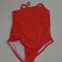 Aqua Eve Plus Size One Piece Swimsuit One Shoulder Bathing Suit Tummy Control Keyhole Swimwear Red 18W