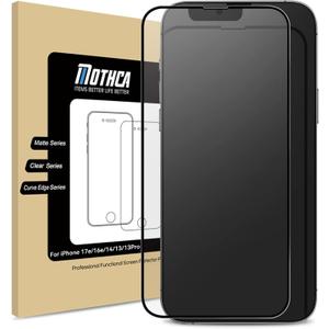 Mothca Matte Glass Screen Protector for iPhone 17e / iPhone 16e / iPhone 14 / iPhone 13 / iPhone 13 Pro [6.1-inch] Full Coverage Anti-Glare Anti-Fingerprint Tempered Glass, Smooth as Silk
