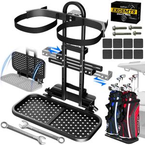 No-Drill Golf Cart Bag Holder, Foldable & Adjustable, Space-saving Golf Cart Rear Seat Bag Holder Rack Fits Grab Bars 7.28"-25.6", Universal for EZGO Club Car Yamaha, Easy Install, Anti-Shake