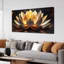 TYTAUPT Lotus Flower Wall Art Gold Brown Canvas Prints Decor, 48"L x 24"W