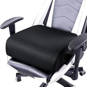 MABOZOO Extra Thick Chair Cushions, Office Chair Booster Seat Cushion to Raise Seat Height for Pain Relief, 18 x 16 x 6 inch Non Slip Memory Foam Thick Cushion with Carry Handle（Black）
