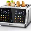 4 Slice Touchscreen Toaster, Digital Display | Stainless Steel, Extra Wide Slots, 6 Shade Settings, Defrost Reheat Cancel Functions, Removable Crumb Tray, Bagel & Bread