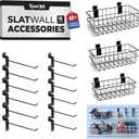 Raaz365 Slatwall Accessories Kit with Multi-Sized Slatwall Baskets and Slat Wall Hooks (15 Pack)