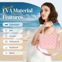 Small Rubber Tote Bag Waterproof Beach Bag with Strap Cute Beach Crossbody Tote For For Little Girls & Women (Pink)