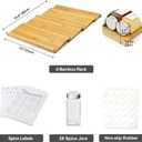 Spice Drawer Organizer with 28 Spice Jars and 216 Labels, Non-slip Rubber, Bamboo 4 Tier Spice Racks Tray Seasoning Containers for Kitchen Drawers,Cabinets,Countertops,13" Wide * 15.8" Deep
