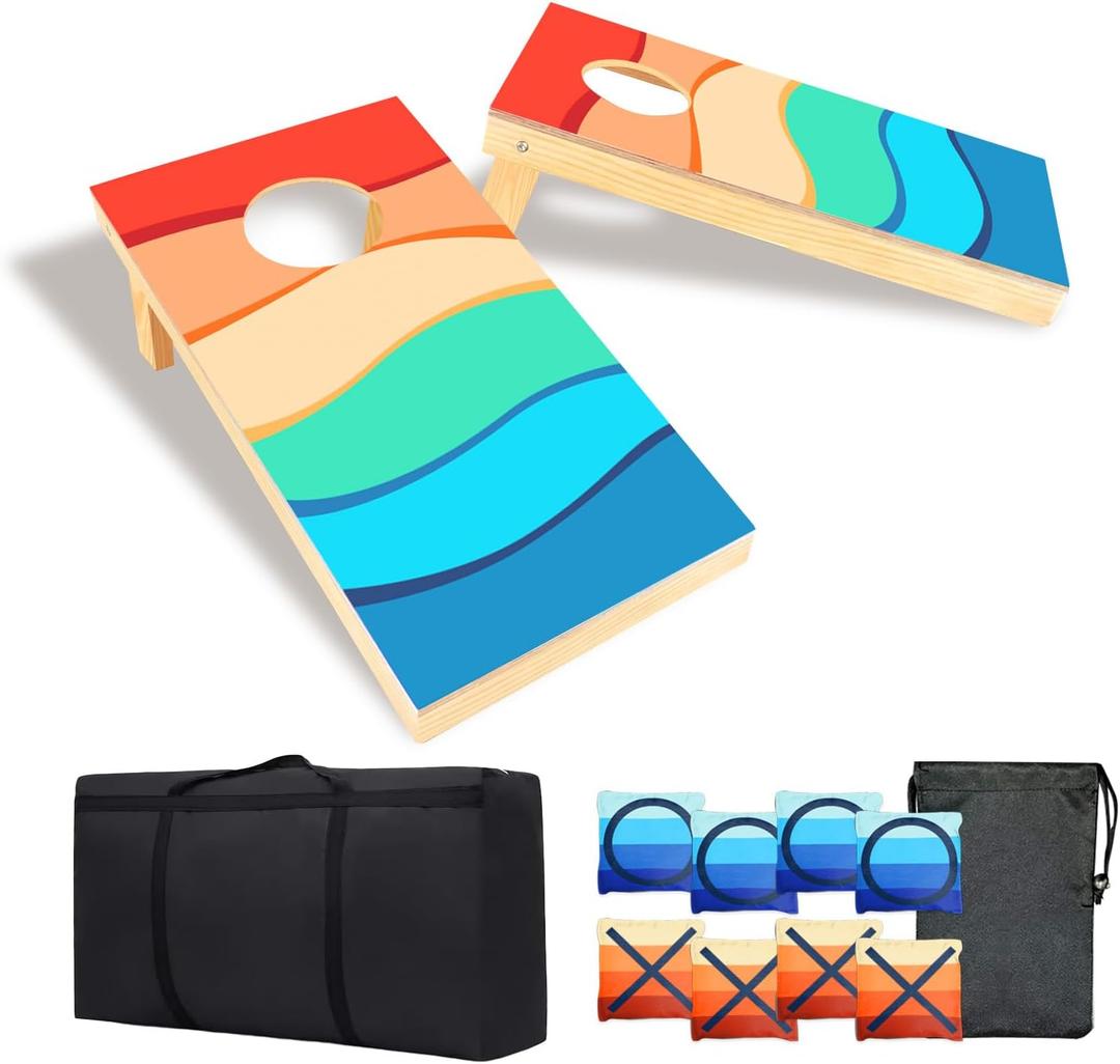 Portable 2 ft x 1 ft Cornhole Game Set with 8 Bean Bags and 1Carry Bag Excellent for Indoor & Outdoor Play Fun Filled Cornhole Sets