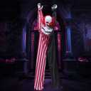 JOYIN 65" Halloween Hanging Scary Clown Decorations with Chain, with LED Lights Talking Animatronics Decor Outdoor Indoor for Haunted House Lawn Yard Patio