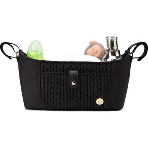 Universal Baby Stroller Organizer,Diaper Caddy Organizer with Adjustable Straps to Fits Nearly Any Strollers (Black)
